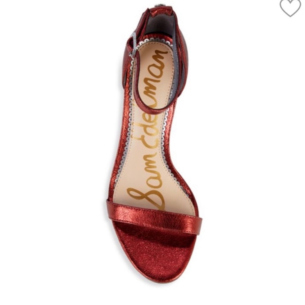 HP 🥳 Sam Edelman “Patti” Auburn Crinkle Leather Sandals 7.5M - Picture 4 of 10